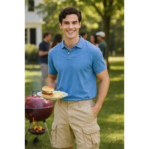 Polo Ralph Lauren Shorts Mens 38 Beige Cargo Fatigue Cotton 10" Inseam Preppy